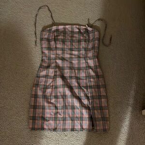 Y2K pink plaid mini dress